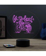 Lampe illusion 3D en verre acrylique gravée au laser représentant une moto Café Racer.