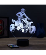 Lampe illusion 3D en verre acrylique gravée au laser représentant une moto quad.