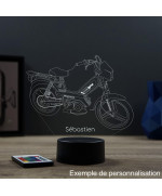 Lampe illusion 3D en verre acrylique gravée au laser représentant une mobylette Peugeot 103 SPX.