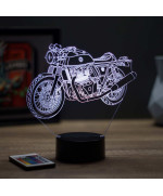 Lampe illusion 3D en verre acrylique gravée au laser représentant une moto Royal Enfield Continental GT650.