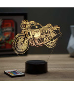 Lampe illusion 3D en verre acrylique gravée au laser représentant une moto Royal Enfield Continental GT650.