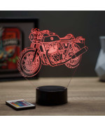 Lampe illusion 3D en verre acrylique gravée au laser représentant une moto Royal Enfield Continental GT650.