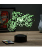 Lampe illusion 3D en verre acrylique gravée au laser représentant une moto Royal Enfield Continental GT650.