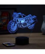 Lampe illusion 3D en verre acrylique gravée au laser représentant une moto Royal Enfield Continental GT650.