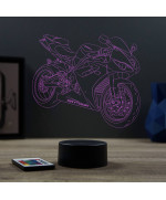 Lampe illusion 3D en verre acrylique gravée au laser représentant une moto Triumph Daytona.
