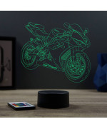 Lampe illusion 3D en verre acrylique gravée au laser représentant une moto Triumph Daytona.