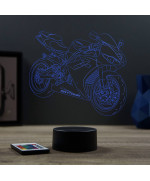 Lampe illusion 3D en verre acrylique gravée au laser représentant une moto Triumph Daytona.