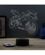 Lampe illusion 3D en verre acrylique gravée au laser représentant une moto Triumph Daytona.