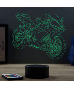 Lampe illusion 3D en verre acrylique gravée au laser représentant une moto Triumph Daytona.
