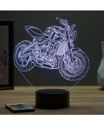 Lampe illusion 3D en verre acrylique gravée au laser représentant une moto Triumph Trident 660.