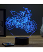 Lampe illusion 3D en verre acrylique gravée au laser représentant une moto Triumph Trident 660.
