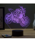 Lampe illusion 3D en verre acrylique gravée au laser représentant une moto Triumph Trident 660.