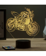 Lampe illusion 3D en verre acrylique gravée au laser représentant une moto Triumph Trident 660.