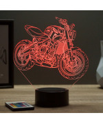 Lampe illusion 3D en verre acrylique gravée au laser représentant une moto Triumph Trident 660.