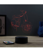 Lampe illusion 3D en verre acrylique gravée au laser représentant une moto Piaggio Vespa.