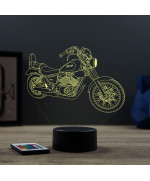 Lampe illusion 3D en verre acrylique gravée au laser représentant une moto Yamaha Virago 125.