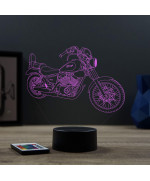 Lampe illusion 3D en verre acrylique gravée au laser représentant une moto Yamaha Virago 125.