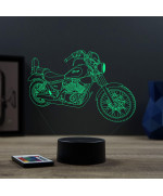 Lampe illusion 3D en verre acrylique gravée au laser représentant une moto Yamaha Virago 125.