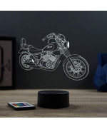 Lampe illusion 3D en verre acrylique gravée au laser représentant une moto Yamaha Virago 125.