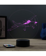 Lampe illusion 3D en verre acrylique gravée au laser représentant un avion Cessna 172.