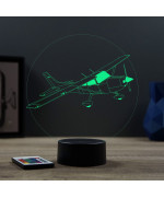 Lampe illusion 3D en verre acrylique gravée au laser représentant un avion Cessna 172.