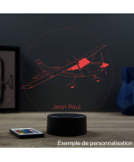 Lampe illusion 3D en verre acrylique gravée au laser représentant un avion Cessna 172.