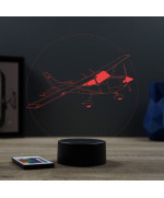 Lampe illusion 3D en verre acrylique gravée au laser représentant un avion Cessna 172.
