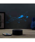 Lampe illusion 3D en verre acrylique gravée au laser représentant un avion Cessna 172.