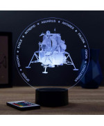 Lampe illusion 3D en verre acrylique gravée au laser représentant le Module Lunaire Apollo LEM.