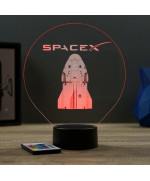 Lampe illusion 3D en verre acrylique gravée au laser représentant une Capsule Crew Dragon SpaceX.