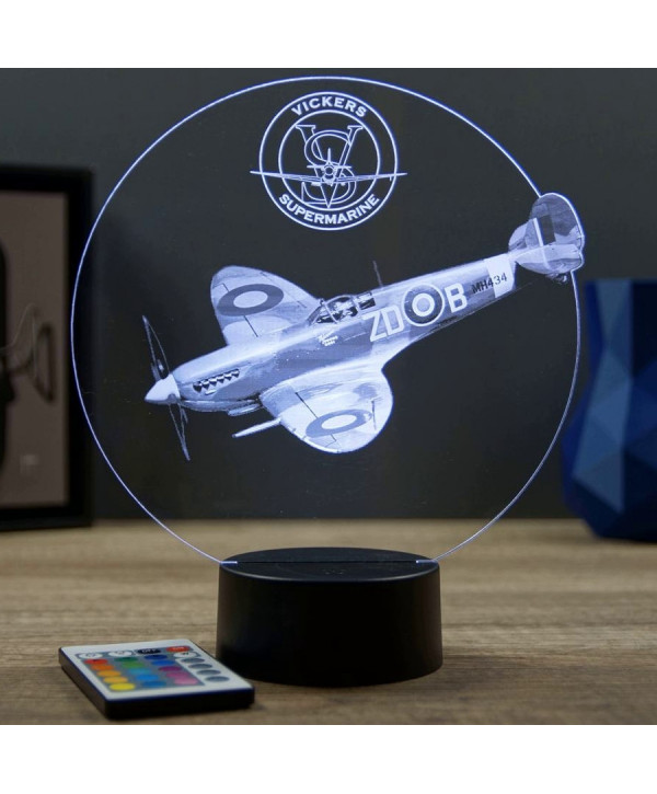 Lampe illusion 3D Avion de chasse SpitFire Vickers Supermarine
