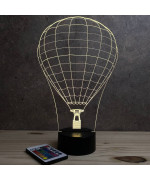 Lampe illusion 3D en verre acrylique gravée au laser représentant une Montgolfière.
