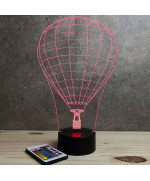 Lampe illusion 3D en verre acrylique gravée au laser représentant une Montgolfière.