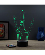 Lampe illusion 3D en verre acrylique gravée au laser représentant la Navette Spatiale de la Nasa.