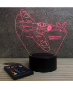 Lampe illusion 3D en verre acrylique gravée au laser représentant un avion de chasse SpitFire Supermarine.