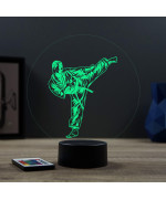 Lampe illusion 3D en verre acrylique gravée au laser représentant une karatéka.