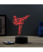 Lampe illusion 3D en verre acrylique gravée au laser représentant une karatéka.