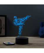 Lampe illusion 3D en verre acrylique gravée au laser représentant une karatéka.