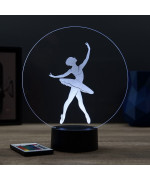 Lampe illusion 3D en verre acrylique gravée au laser représentant une danseuse en tutu.
