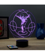 Lampe illusion 3D en verre acrylique gravée au laser représentant un jouer de pétanque en train de tirer.