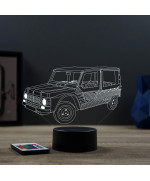 Lampe illusion 3D en verre acrylique gravée au laser représentant une voiture Citroën Méhari.