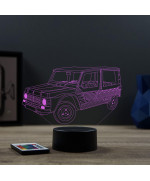 Lampe illusion 3D en verre acrylique gravée au laser représentant une voiture Citroën Méhari.