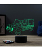Lampe illusion 3D en verre acrylique gravée au laser représentant une voiture Citroën Méhari.