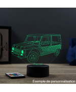 Lampe illusion 3D en verre acrylique gravée au laser représentant une voiture Citroën Méhari.