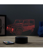 Lampe illusion 3D en verre acrylique gravée au laser représentant une voiture Citroën Méhari.