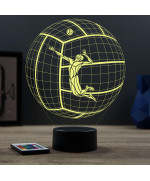 Lampe illusion 3D en verre acrylique gravée au laser représentant un jouer de volley à l'intérieur d'un ballon.