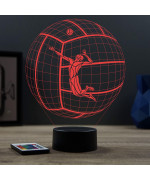 Lampe illusion 3D en verre acrylique gravée au laser représentant un jouer de volley à l'intérieur d'un ballon.