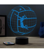 Lampe illusion 3D en verre acrylique gravée au laser représentant un jouer de volley à l'intérieur d'un ballon.