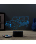 Lampe illusion 3D en verre acrylique gravée au laser représentant une voiture Citroën Méhari.