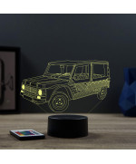 Lampe illusion 3D en verre acrylique gravée au laser représentant une voiture Citroën Méhari.